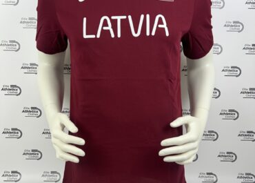 Nike Latvia International Team 2024 Pro Elite T-Shirt dark red full front view mannequin
