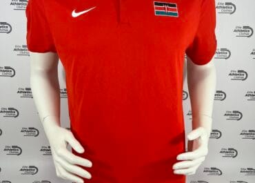 Nike Kenya Olympic Team Pro Elite 2024 Polo Shirt red full front view on mannequin