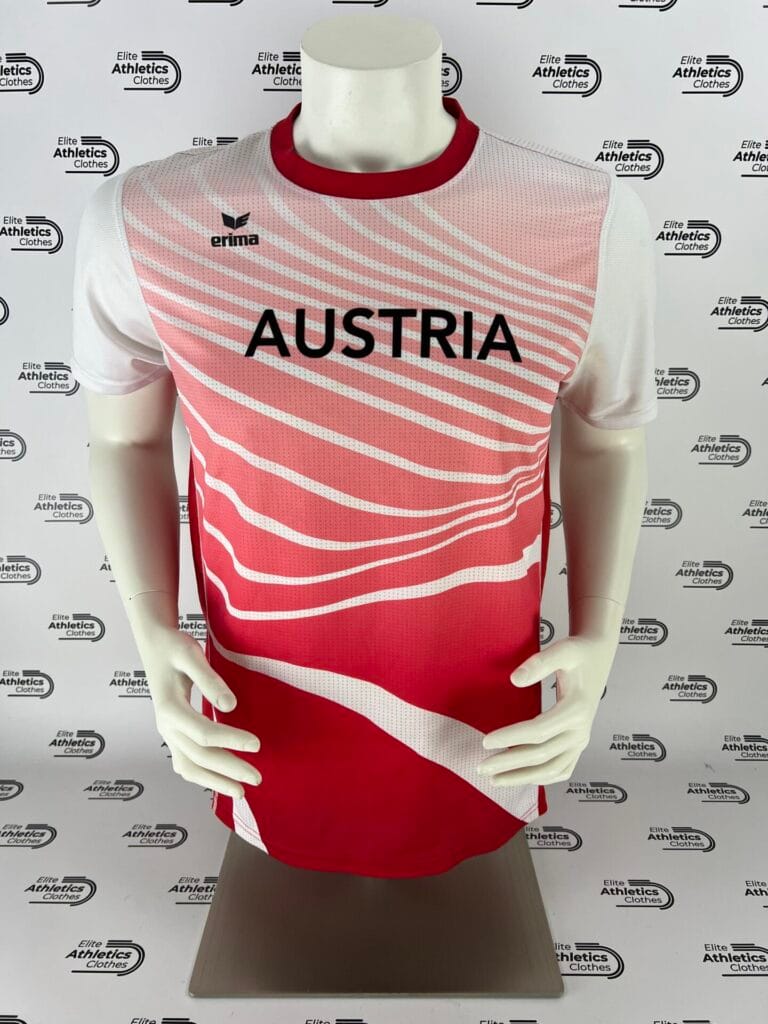 Erima Austria Pro Elite 2019 T-Shirt white red full front view mannequin with Austria print