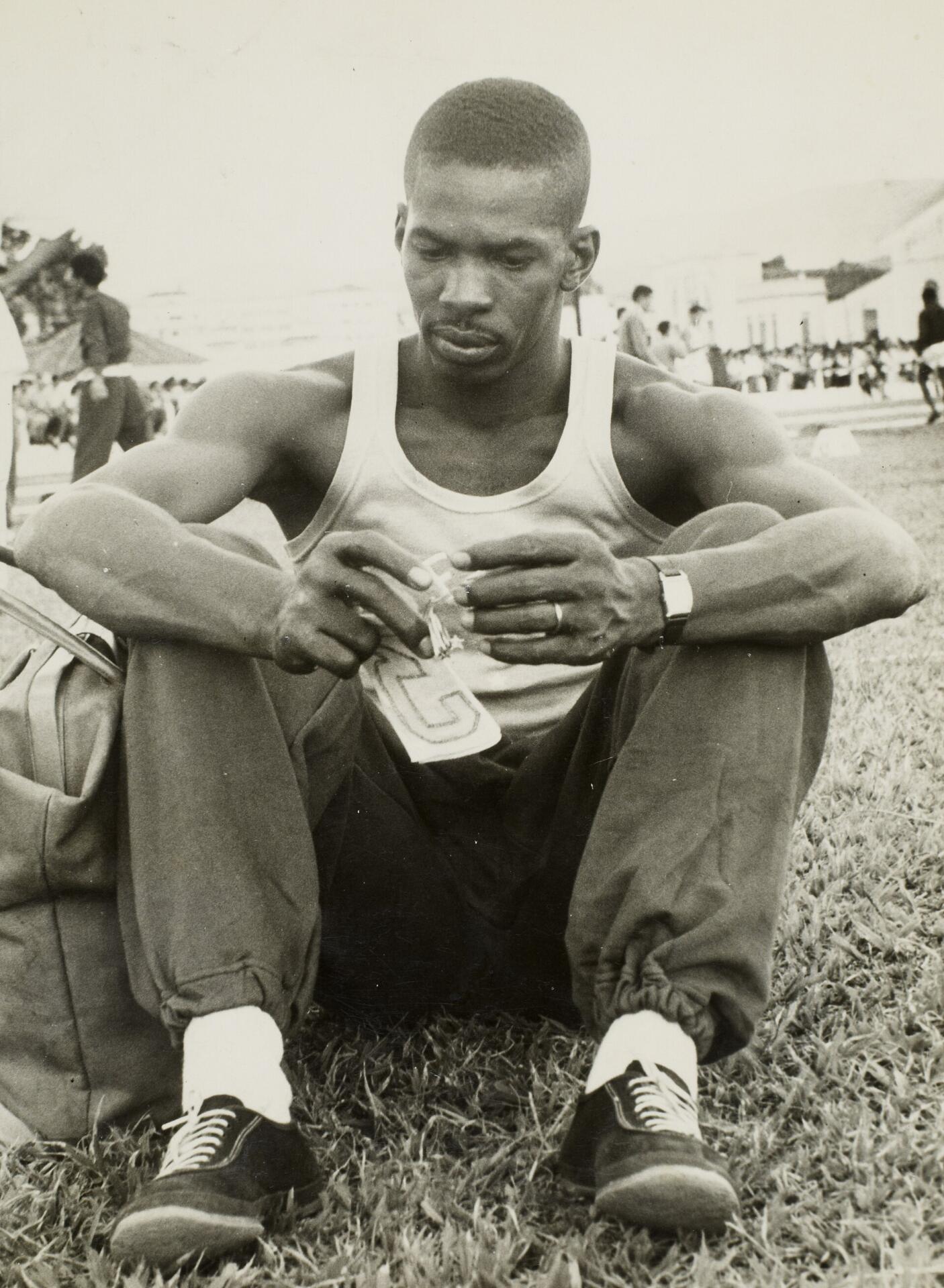 Adhemar Ferreira da Silva in 1956, the year he defended his Olympic triple jump title