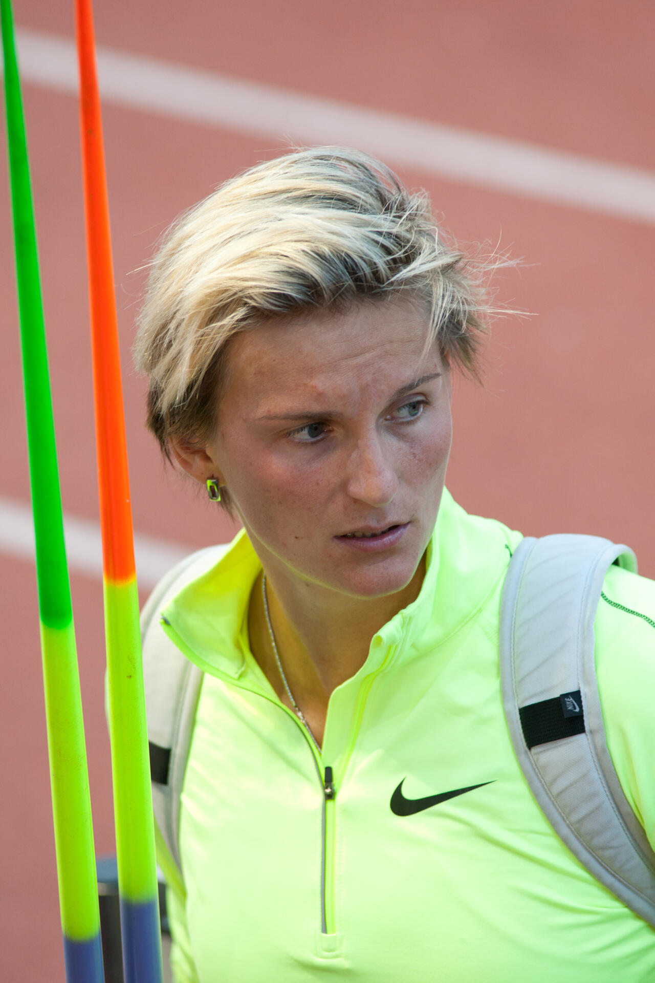 Barbora Špotáková throwing the javelin at Athletissima 2012 in Lausanne