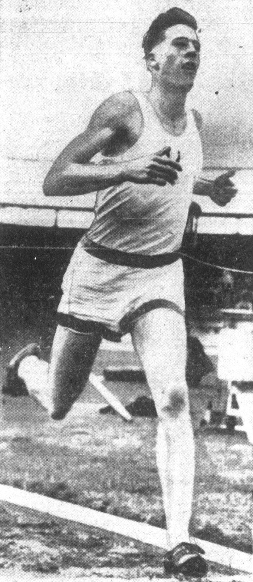Roger Bannister in 1954, the year of the first sub-four-minute mile