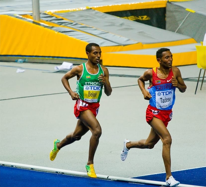 Kenenisa Bekele leading Zersenay Tadese at the 2009 Berlin World Championships