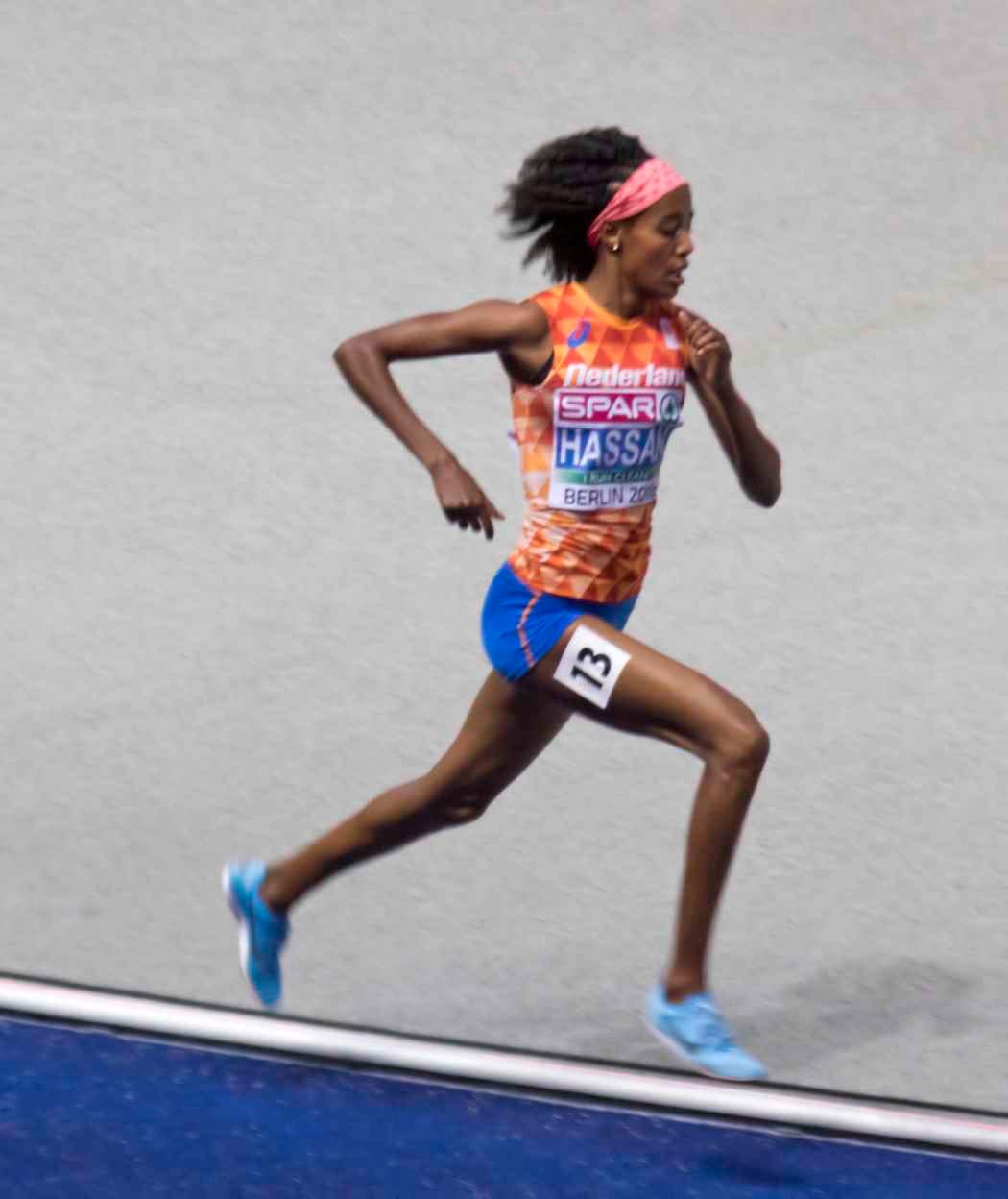 Sifan Hassan racing the 5000 metres for the Netherlands at the 2018 European Championships in Berlin