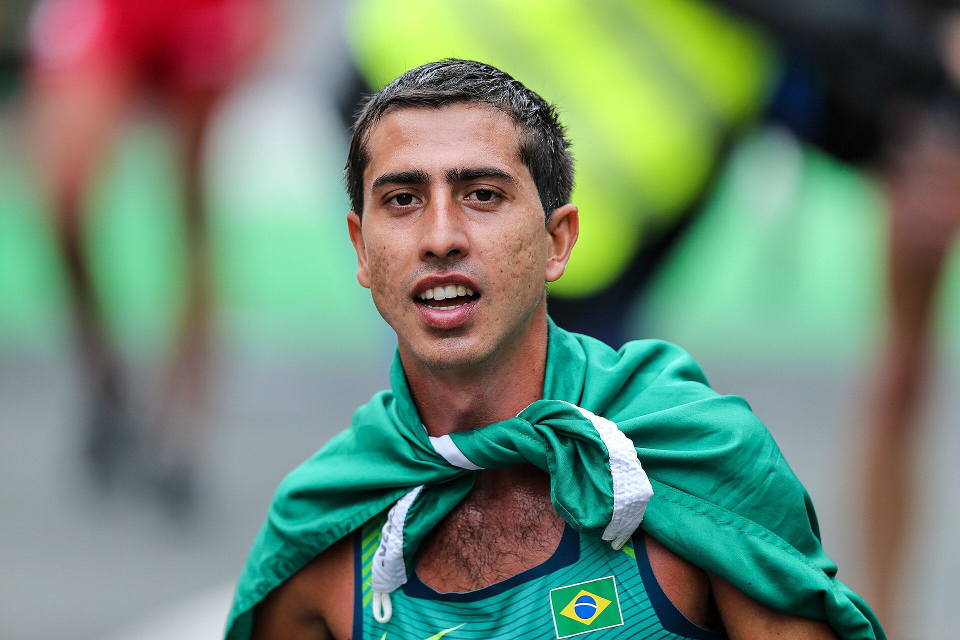 Caio Bonfim race walking in competition in 2019