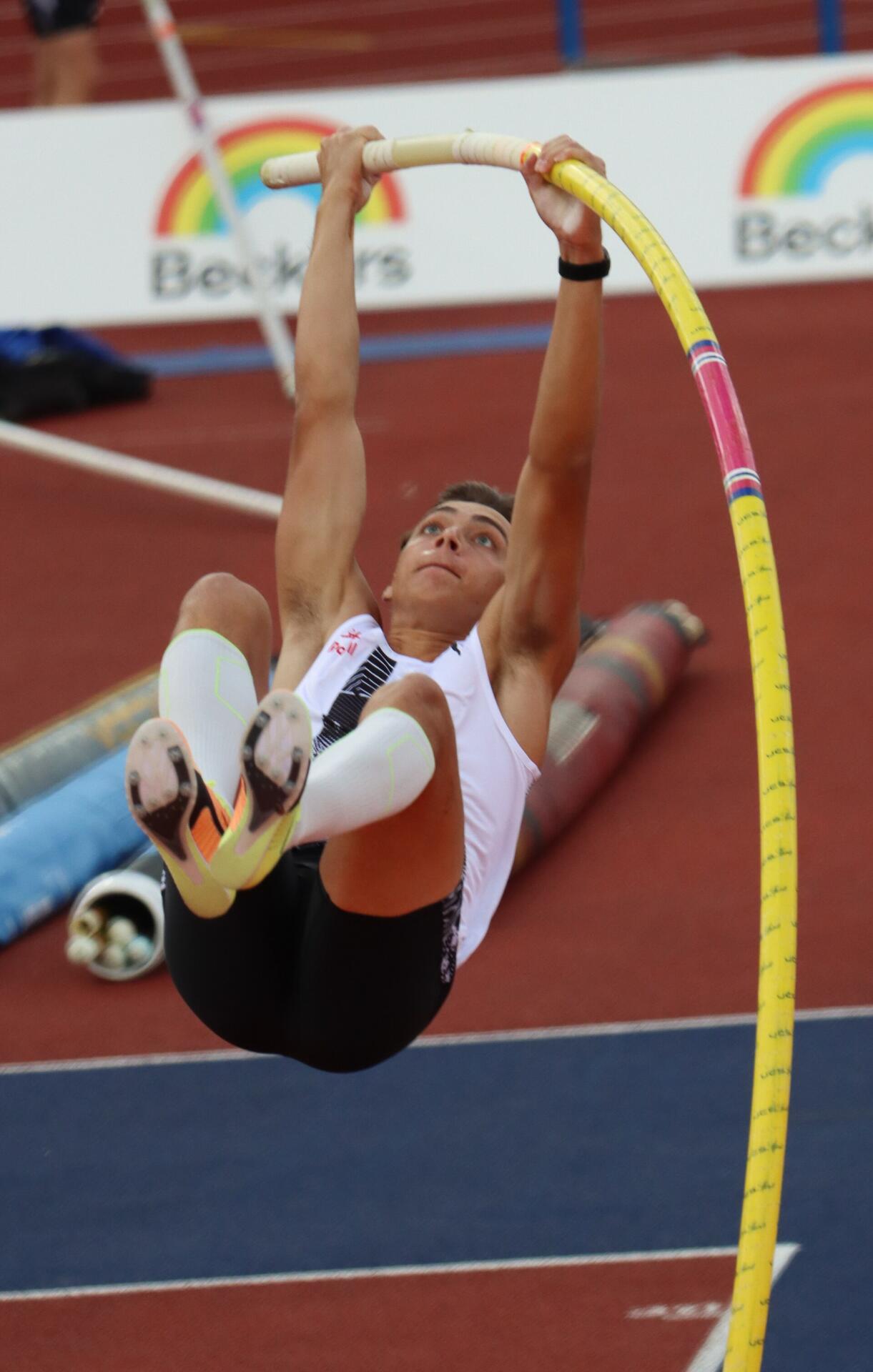 Armand Duplantis vaulting at the Bauhaus Galan in Stockholm