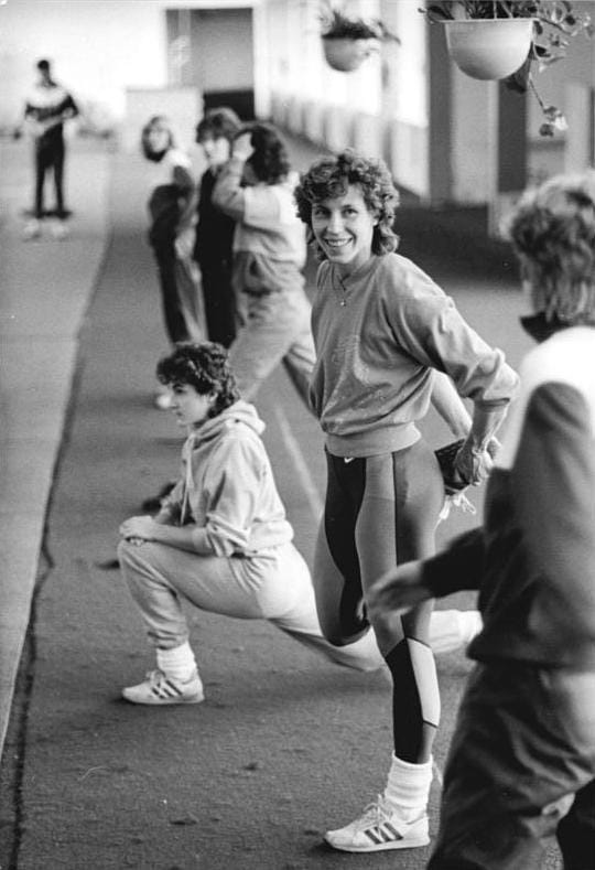 Marita Koch training in 1985, the year of her 47.60 world record