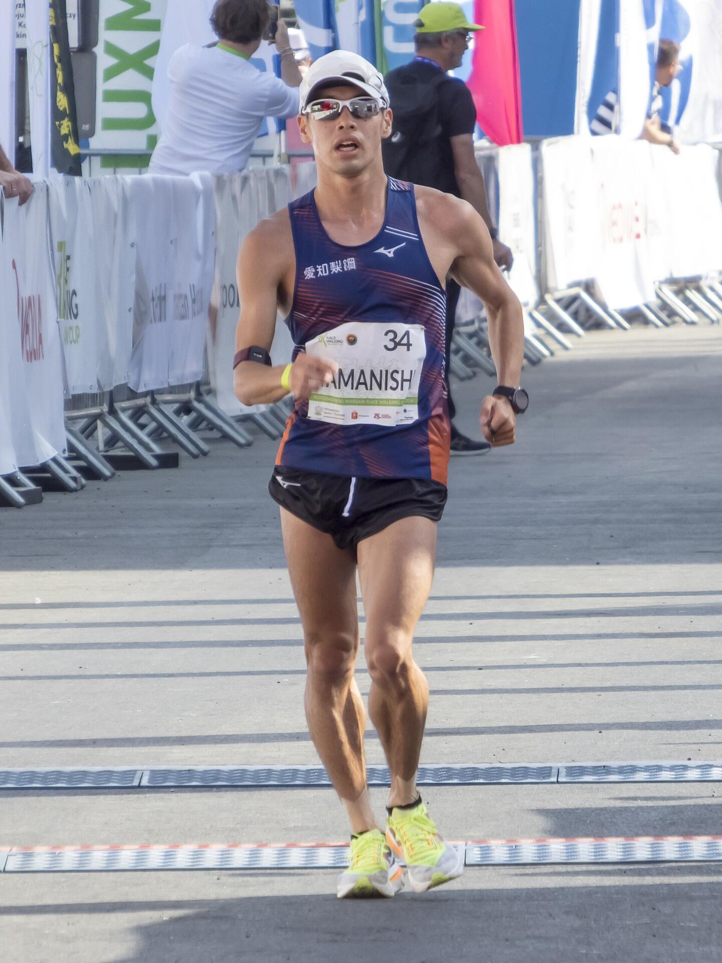 Toshikazu Yamanishi race walking in Warsaw, 2024