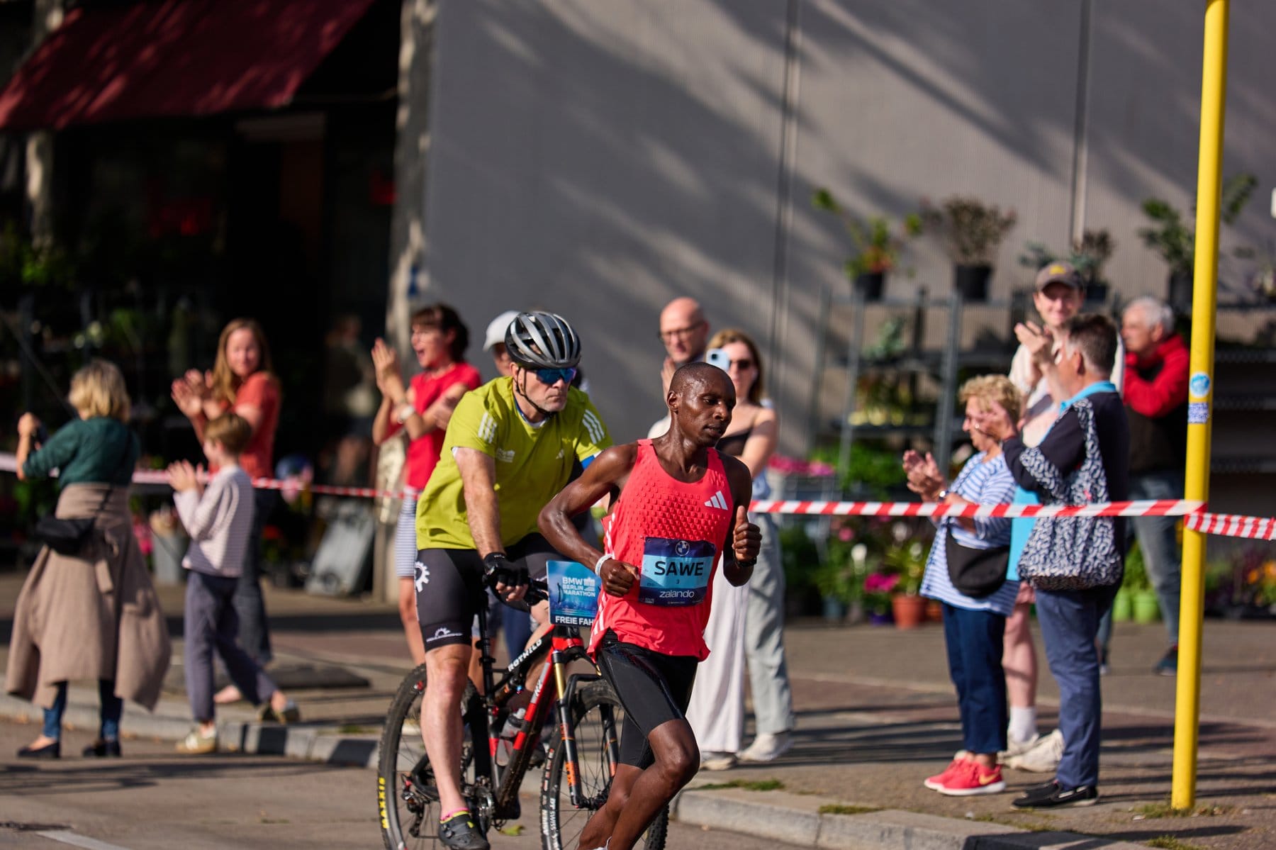 Sabastian Sawe winning the 2025 Berlin Marathon in adidas