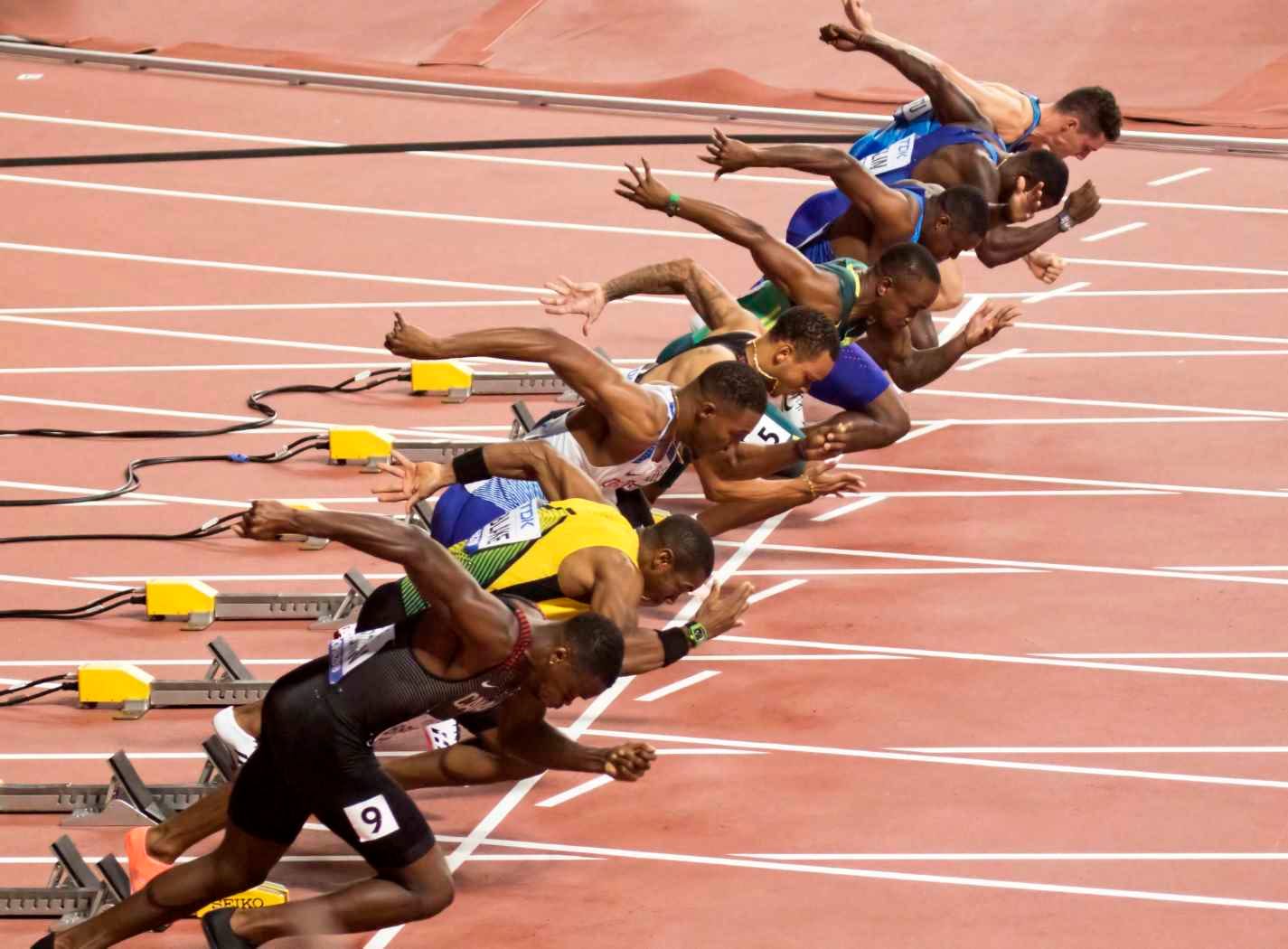 The men's 100 metres final at the 2019 World Championships in Doha