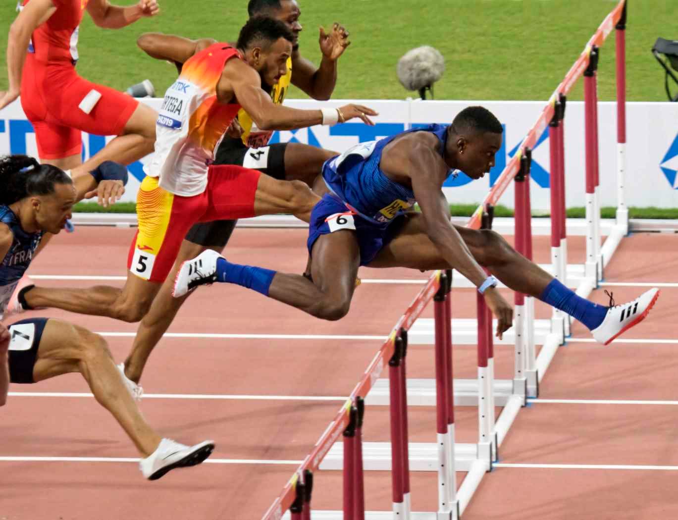 The 110 metres hurdles final at the Doha 2019 World Championships