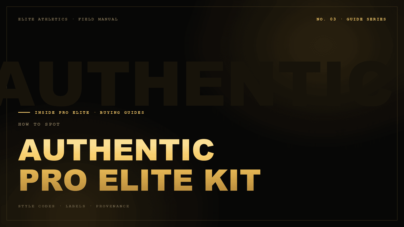 How to spot AUTHENTIC PRO ELITE KIT — No. 03 · Guide Series, Inside Pro Elite journal cover