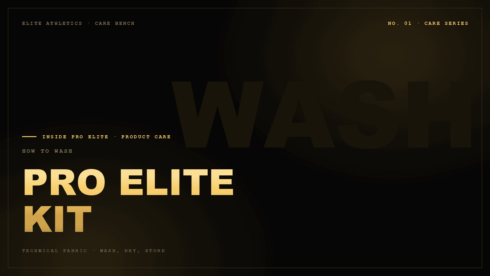 How to wash PRO ELITE KIT — No. 01 · Care Series, Inside Pro Elite journal cover