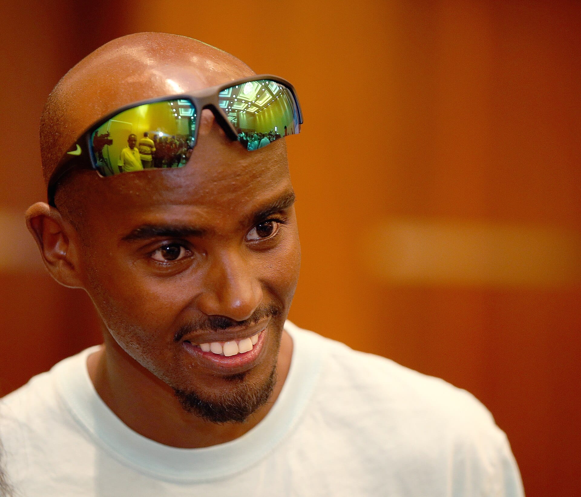 Mo Farah racing in Doha in 2015, during his Nike Oregon Project years