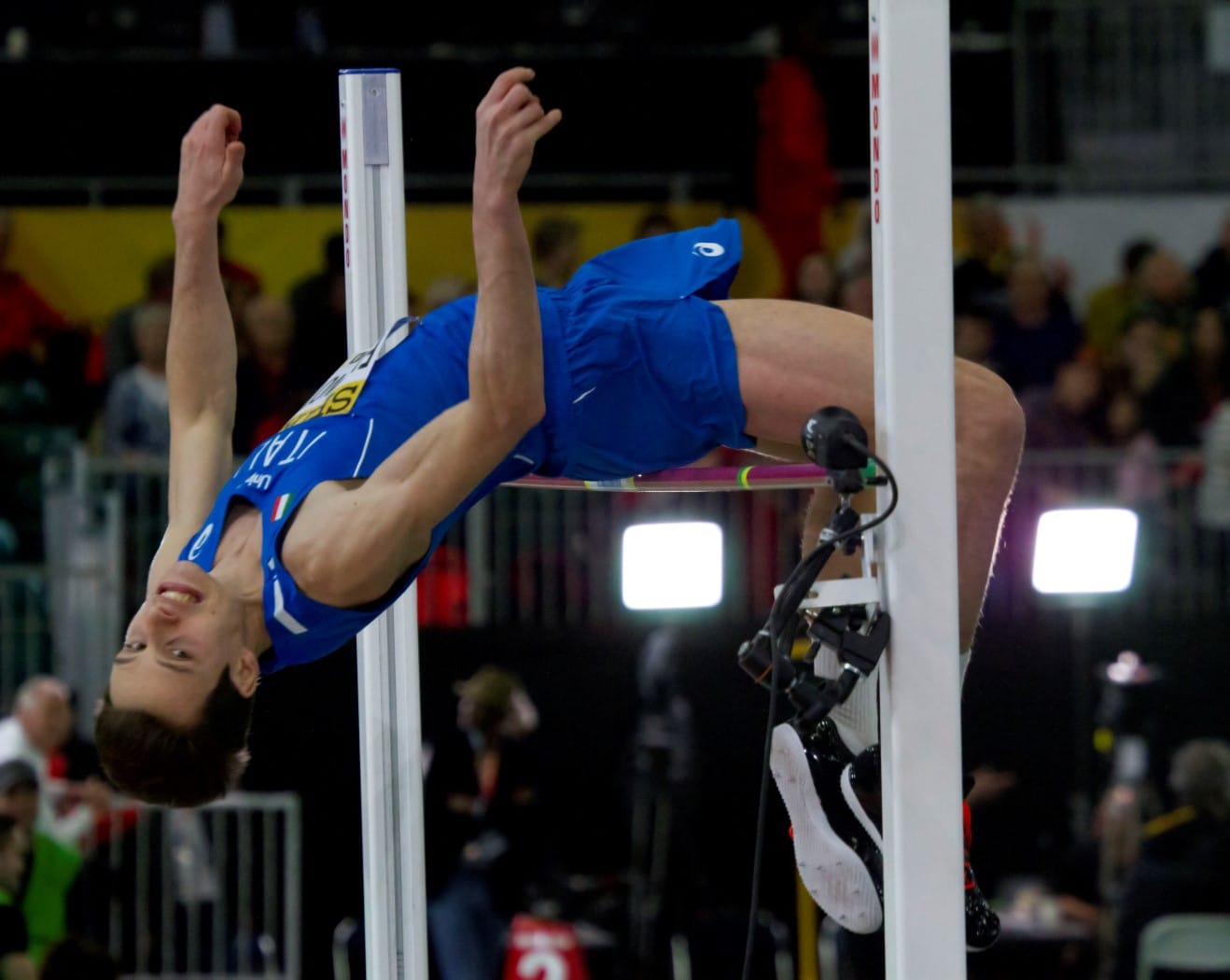 High jumper Marco Fassinotti of the Aeronautica Militare sports group in competition