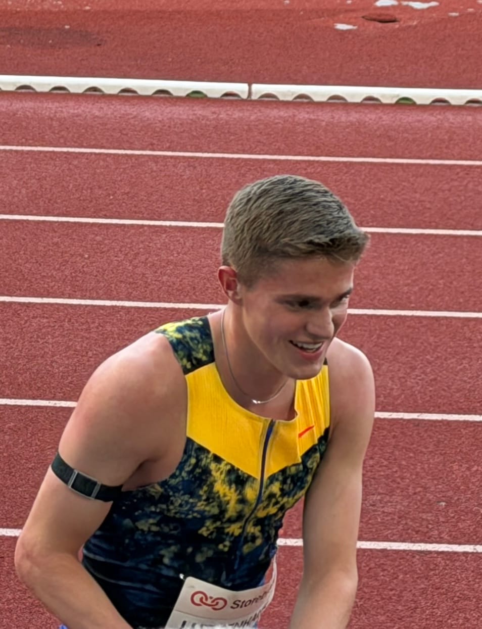 Cooper Lutkenhaus trackside at the 2026 Bislett Games in Oslo