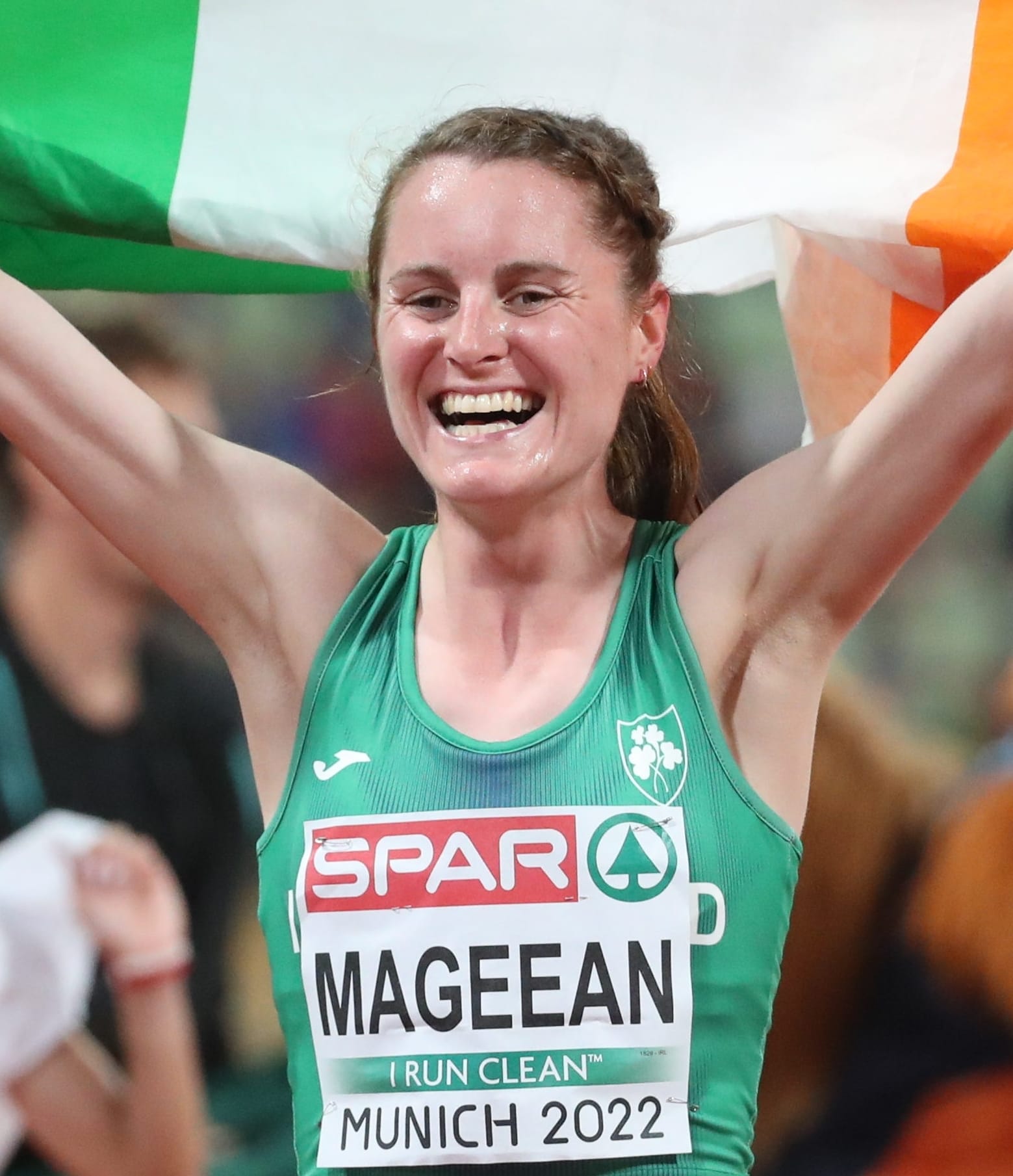 Ciara Mageean of Ireland racing the 1500 m at the 2022 European Athletics Championships