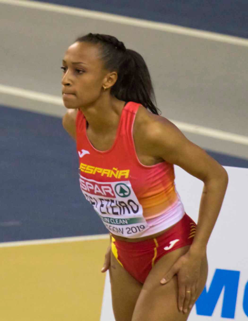 Ana Peleteiro competing at the European Indoor Championships in Glasgow in 2019