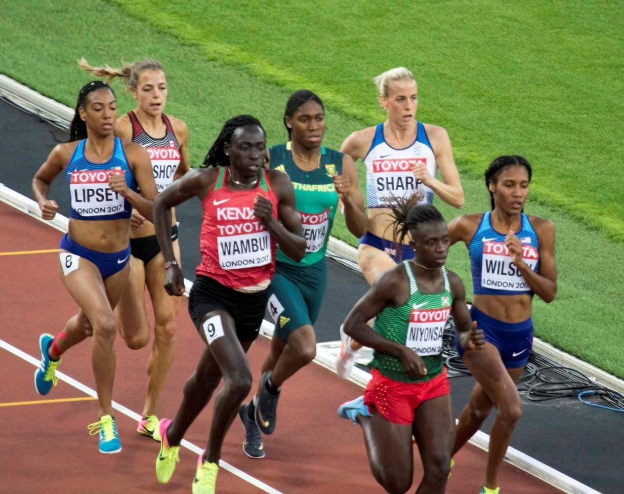 Caster Semenya racing the 800 metres final at the London 2017 World Championships