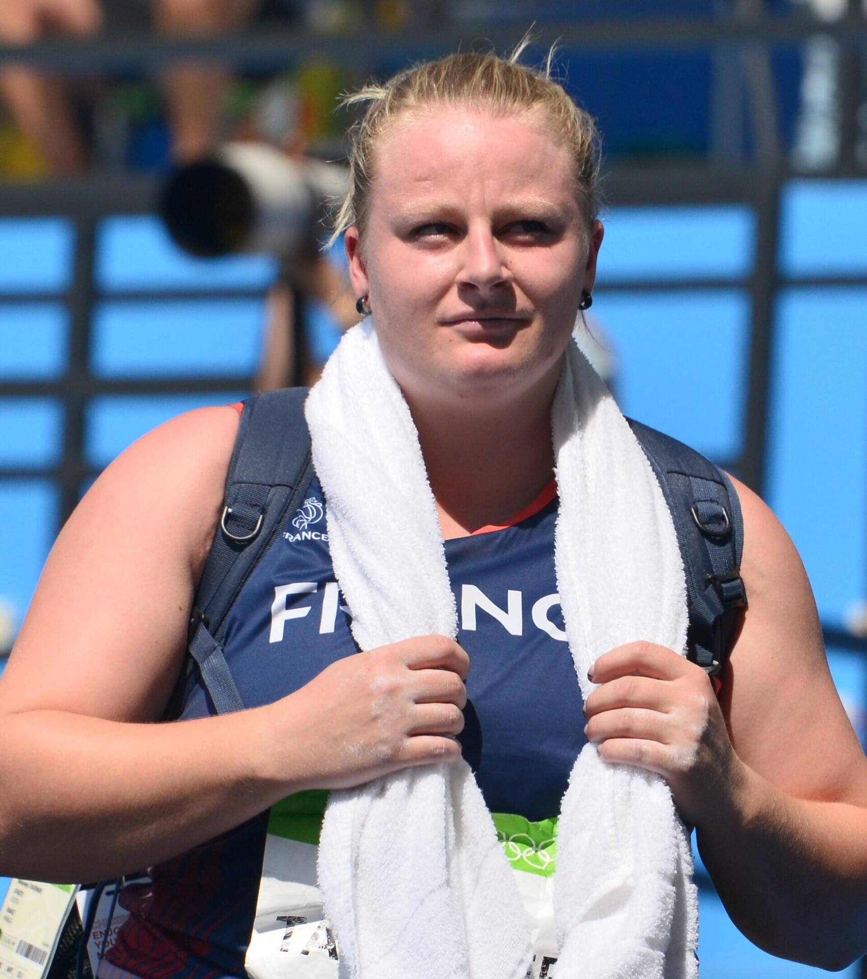 Alexandra Tavernier after the hammer throw final at the Rio 2016 Olympic Games