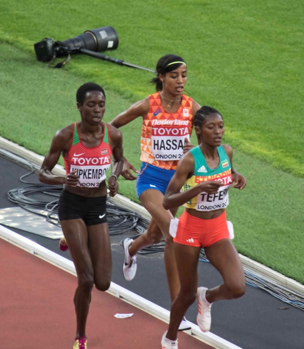 The 5000 metres final at the 2017 World Championships in London, with Sifan Hassan